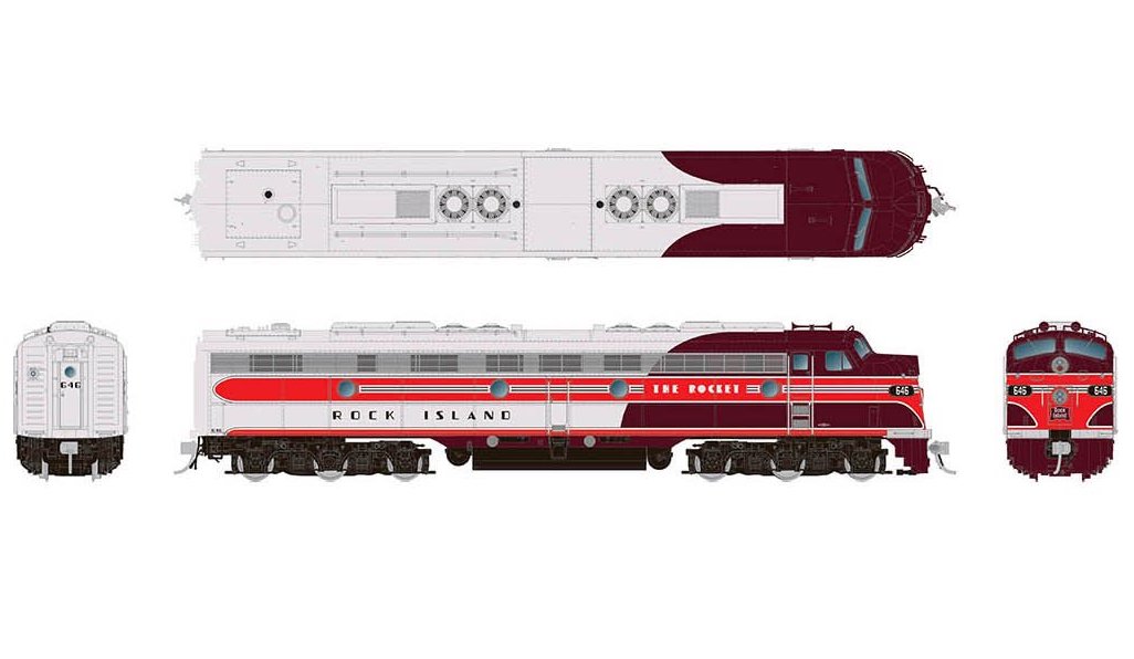 Rapido 028562 HO Scale EMD E8A Rock Island "Rocket" 646 with DCC and Sound