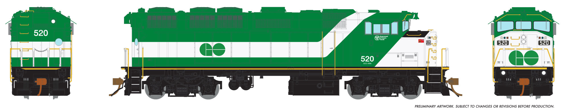 Rapido 19501 HO Scale EMD F59PH GO Transit 520 with DCC and Sound