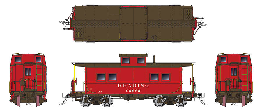 Rapido Trains 144016 HO Scale Northeastern Style Steel Caboose Reading Red RDG 92834