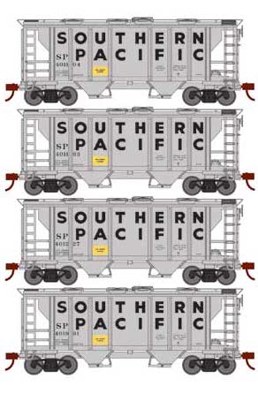 Roundhouse 2309 HO PS-2 2003 2 Bay Covered Hopper Southern Pacific SP 4 Pack