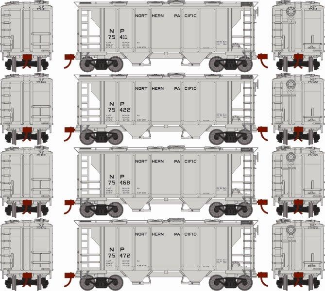 Roundhouse 2420 HO PS-2 2003 2 Bay Covered Hopper Northern Pacific NP 4 Pack