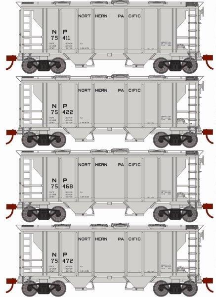 Roundhouse 2420 HO PS-2 2003 2 Bay Covered Hopper Northern Pacific NP 4 Pack