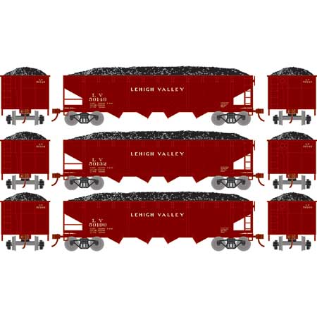 Roundhouse 88185 HO Scale 40' Offset Open Hopper Lehigh Valley LV 3 Pack