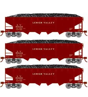 Roundhouse 88185 HO Scale 40' Offset Open Hopper Lehigh Valley LV 3 Pack