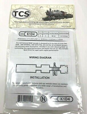 TCS 1293 N Scale K1D4 4 Function DCC Decoder