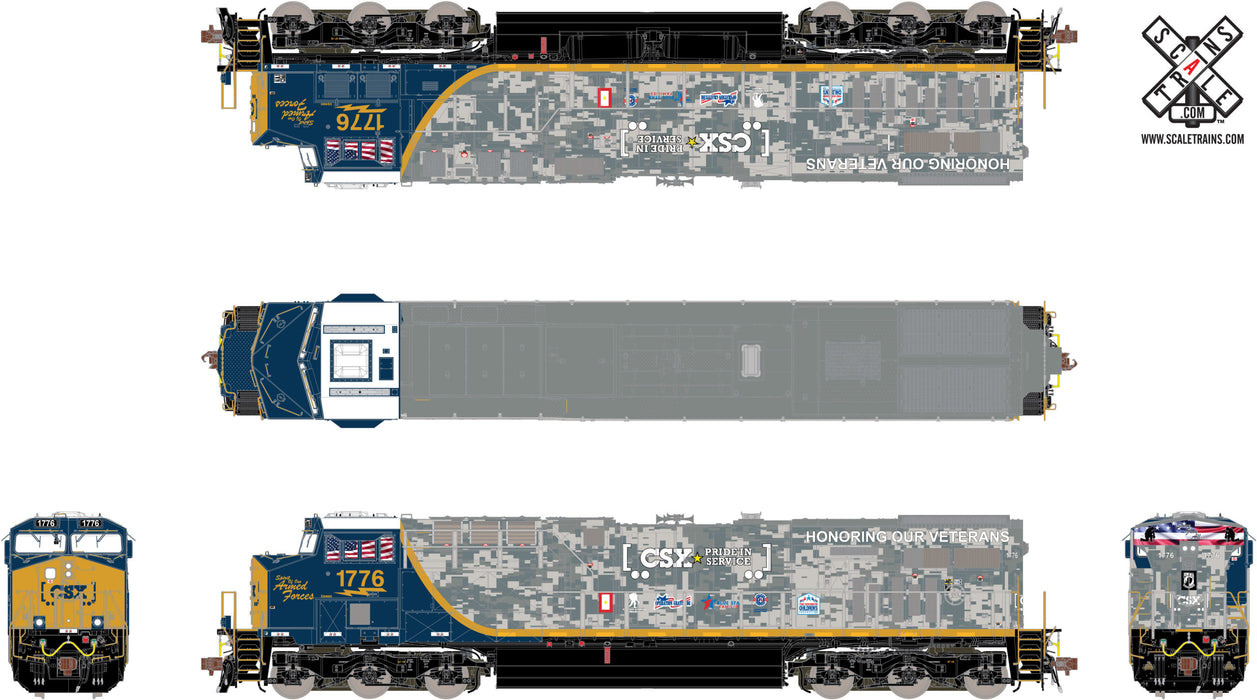 Scaletrains 32398 Rivet Ho Scale Ge Es44ah Gevo Armed Forces Csx 1776