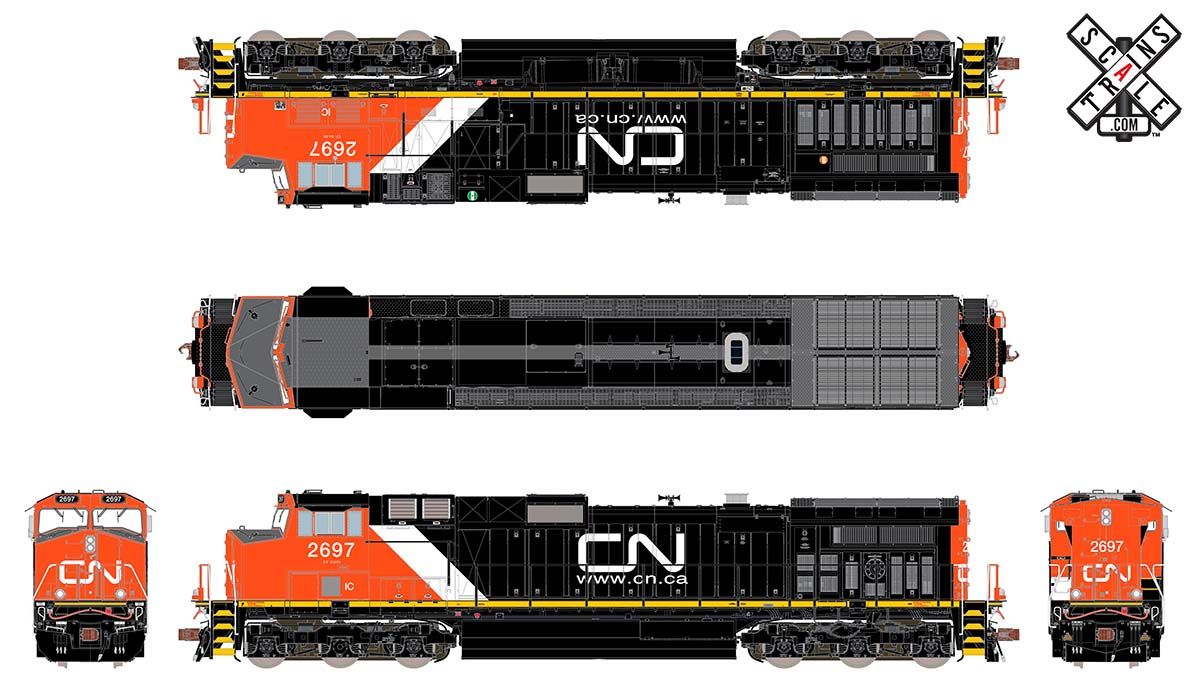 ScaleTrains 33454 Rivet HO Scale GE Dash 9 (C44-9W) Canadian National IC/CN 2700 DCC and LokSound