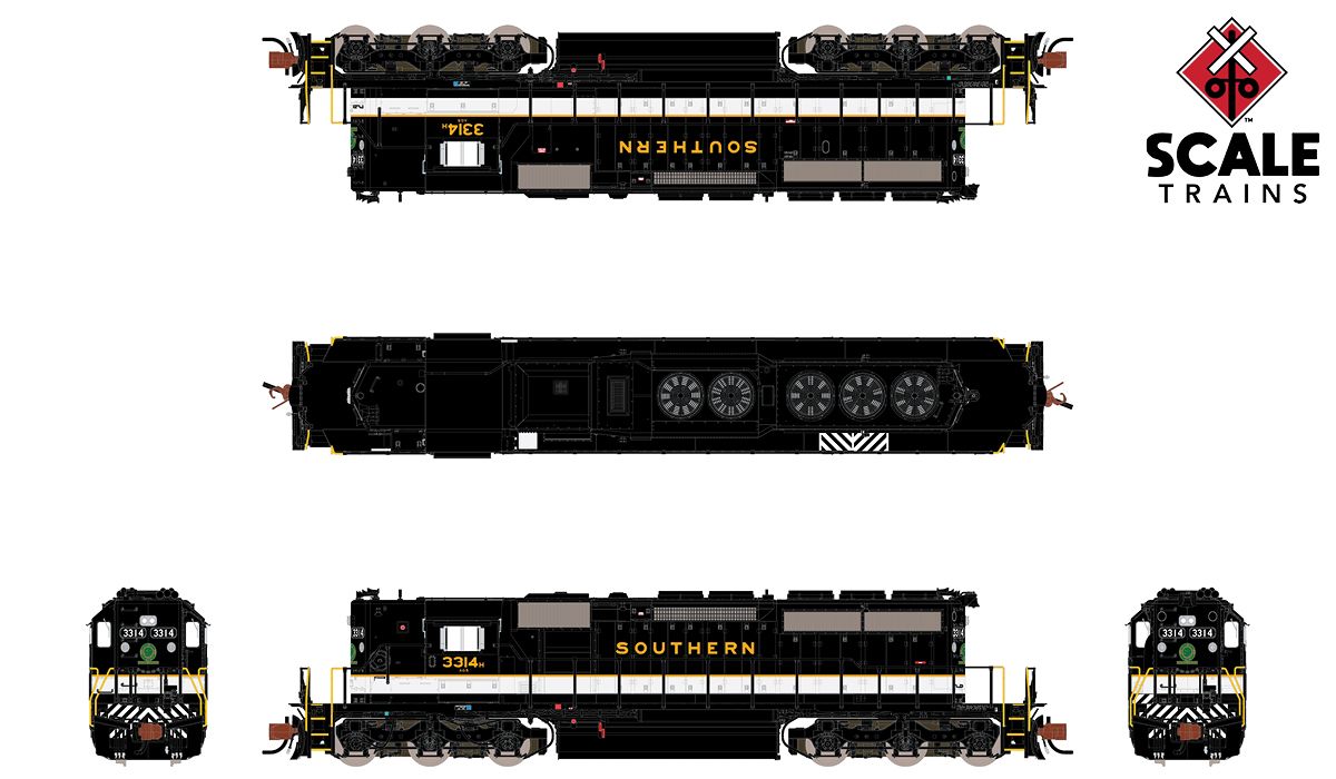 ScaleTrains 33815 Rivet N Scale EMD High Hood SD40-2 "Dulux" Southern 3317L DCC LokSound