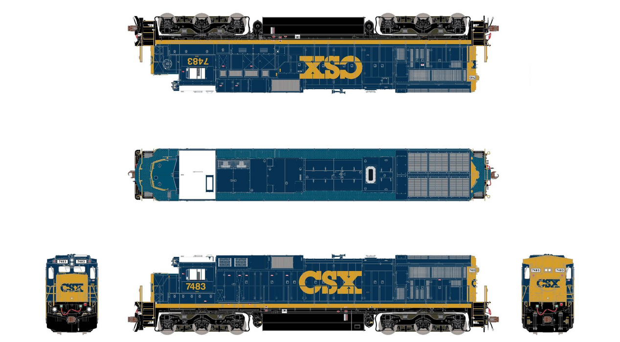 ScaleTrains 38763 Rivet HO GE C39-8 Phase III CSX YN3 7483 DCC & Sound