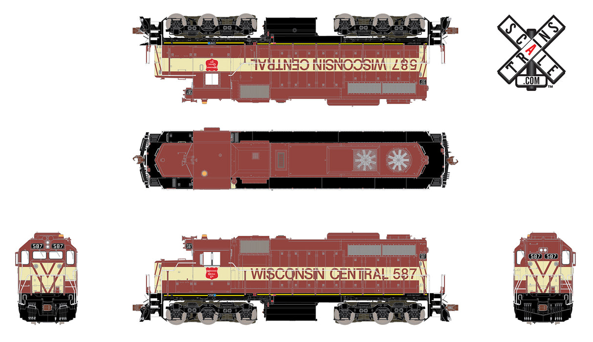 ScaleTrains 70036 HO Scale Museum Quality EMD SDL39 (Creme) Wisconsin Central WC 587 DCC Sound