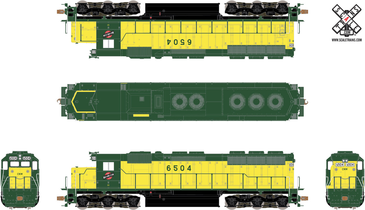 ScaleTrains Operator 11168 HO Scale EMD SD45 Chicago & NorthWestern CNW 6504 DCC Sound 