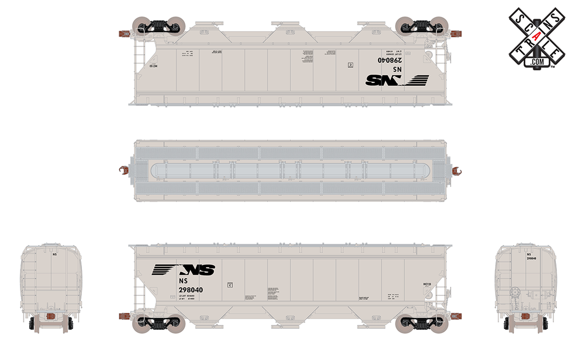 ScaleTrains Operator 11346 HO Scale Gunderson 5188 Covered Hopper Norfolk Southern NS 298121