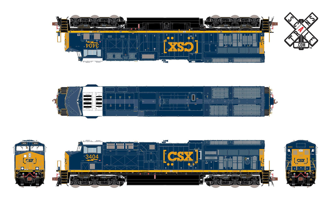 ScaleTrains Rivet 33191 HO Scale GE ET44AC Tier 4 GEVo Diesel CSX 3444 DCC LokSound