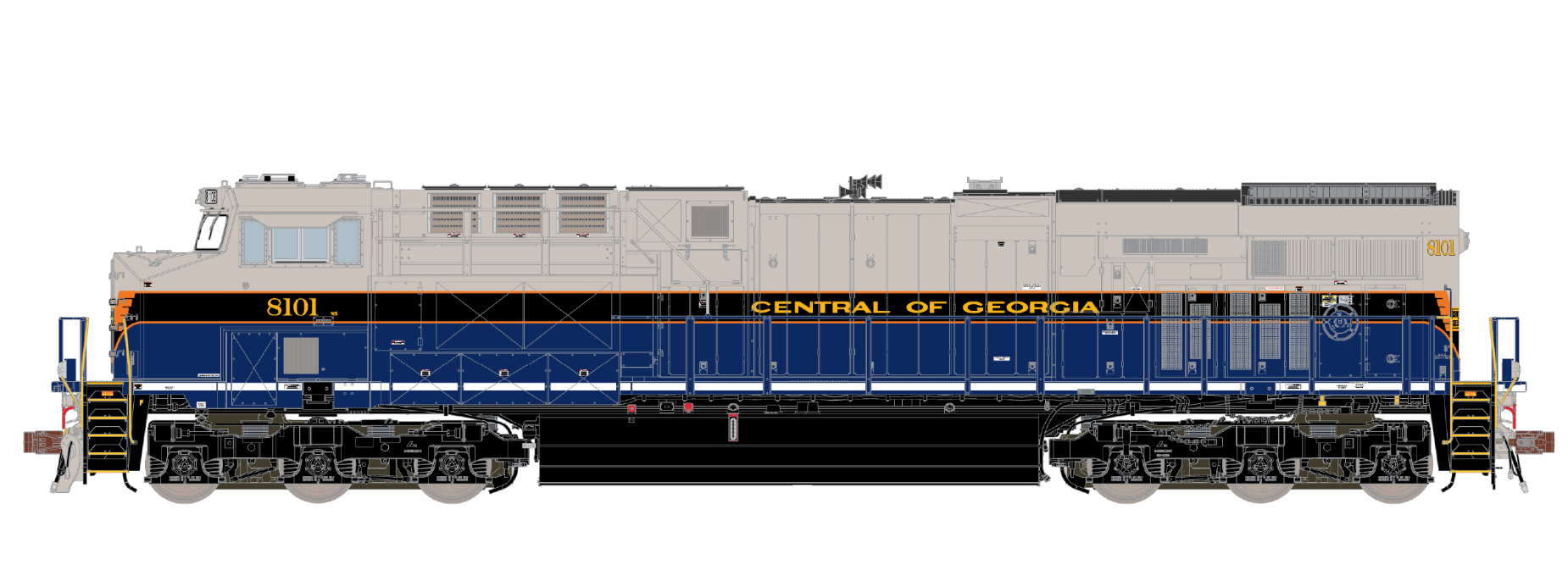 ScaleTrains Rivet 33616 HO Scale GE ES44AC Central of Georgia Norfolk Southern NS 8101 DCC & Sound