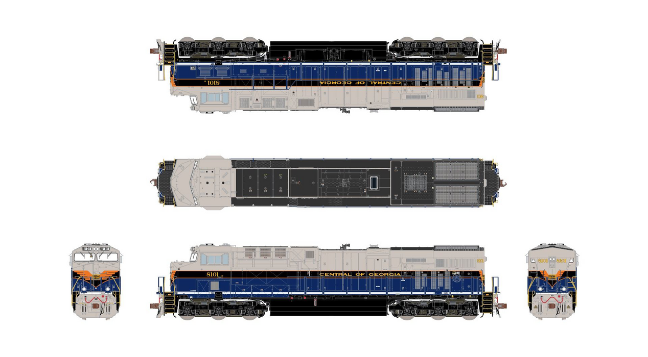 ScaleTrains Rivet 33616 HO Scale GE ES44AC Central of Georgia Norfolk Southern NS 8101 DCC & Sound