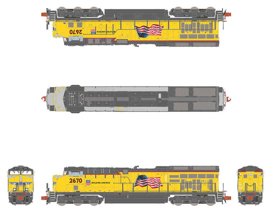 ScaleTrains Rivet 33668 N Scale GE ET44 Tier 4 Diesel "Building America" UP 2732 DCC & Sound