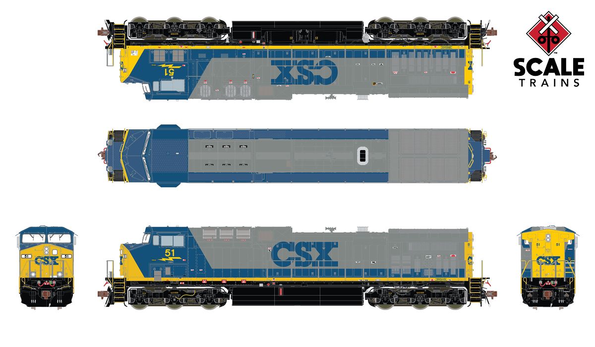 ScaleTrains Rivet 38452 HO Scale GE AC4400CW Diesel CSX YN2 51