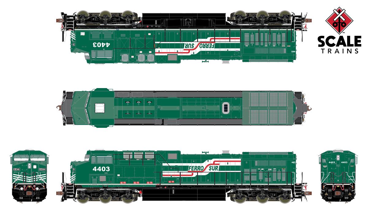 ScaleTrains Rivet 38473 HO Scale GE AC4400CW Diesel Ferrosur 4414 LokSound