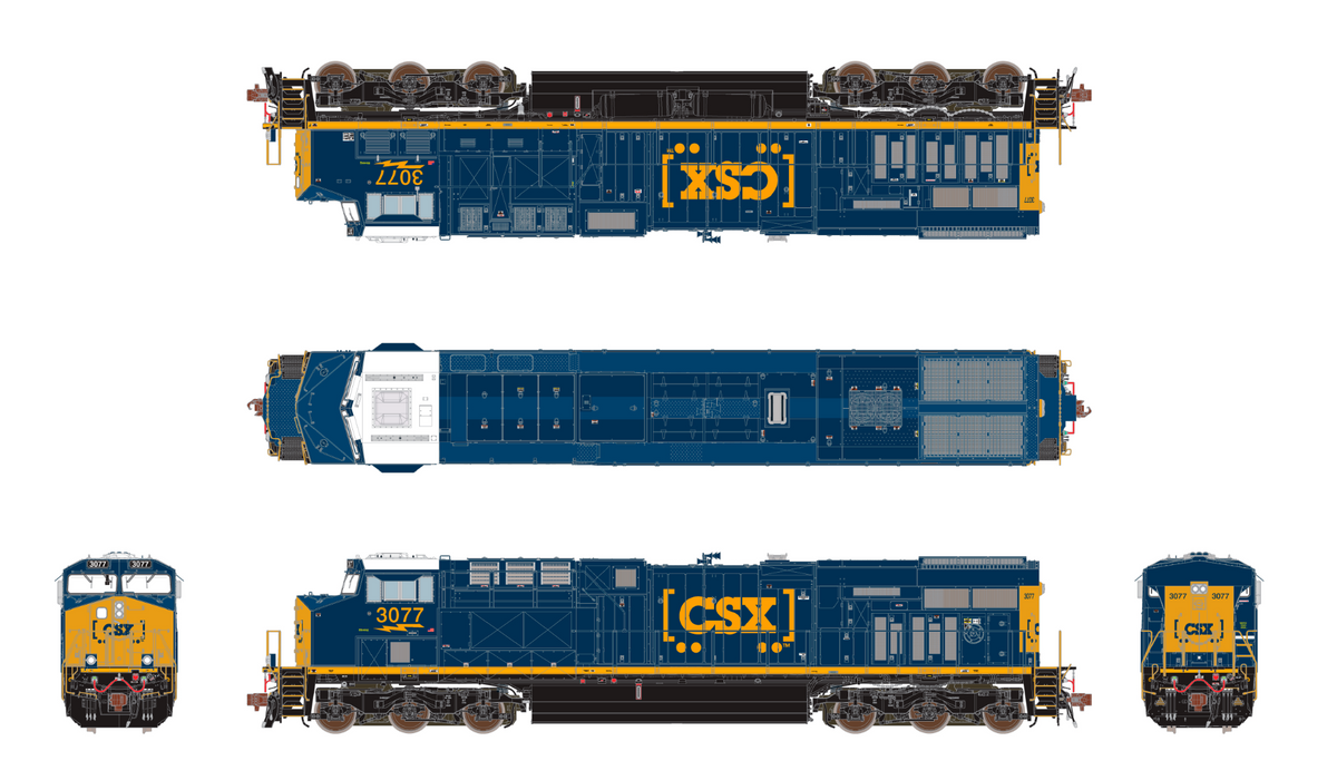 ScaleTrains Rivet 39357 HO Scale GE ES44AC "YN3 Boxcar" CSX 3104 DCC & Sound