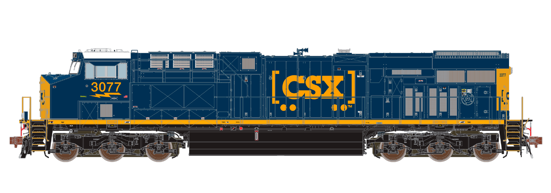 ScaleTrains Rivet 39357 HO Scale GE ES44AC "YN3 Boxcar" CSX 3104 DCC & Sound