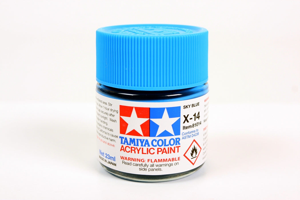 Tamiya 81014 Acrylic Model Paint X-14 Gloss Sky Blue 23ml (3/4oz)