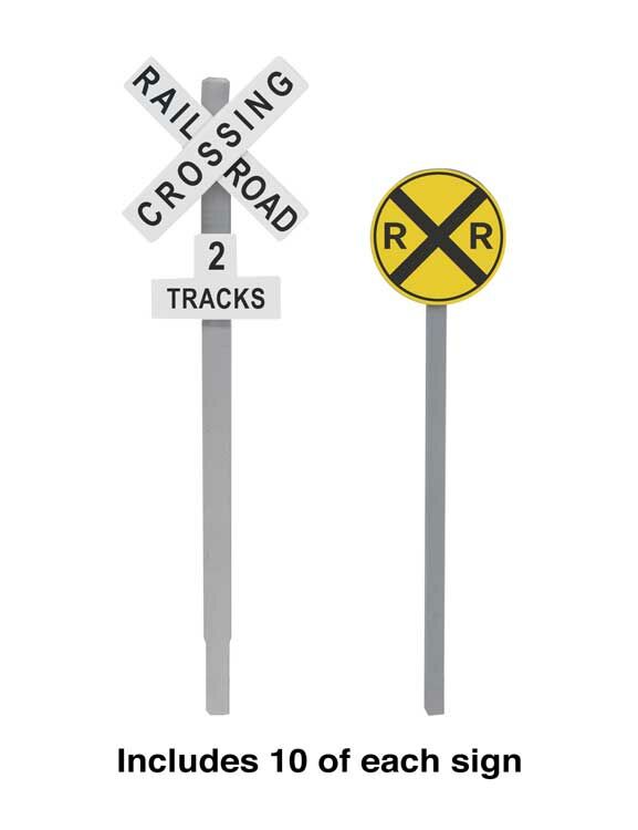 Walthers Cornerstone 949-4197 HO Scale Railroad Crossing Signs — White ...